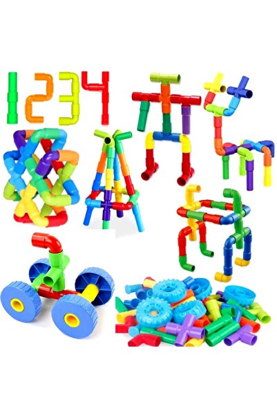 SAZE مجموعة مكعبات الأنابيب في حقيبة HC1025 مكونة من 72 قطعة تساعد الأطفال على تطوير المهارات اليدوية.