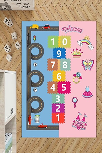 CP Rug Decorative Seksek Dijital Baskı Yıkanabilir Kaymaz Taban Leke Tutmaz Ç...