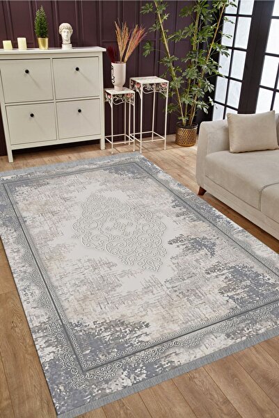 ALAADDİN CARPET Vintage Dijital Baskı Yıkanabilir Kaymaz Taban Leke Tutmaz Sa...