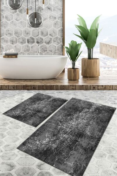 TulipDecorative Carpet Kaydırmaz Taban Yıkanabilir Leke Tutmaz 2 Li Set60x100...