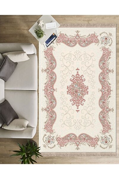 TulipDecorative Carpet Vintage Dijital Baskı Yıkanabilir Kaymaz Taban Leke Tu...