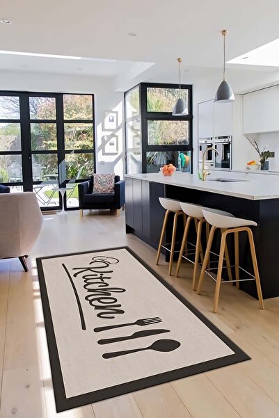 ALAADDİN CARPET Kitchen Dijital Baskı Yıkanabilir Kaymaz Taban Leke Tutmaz Mu...