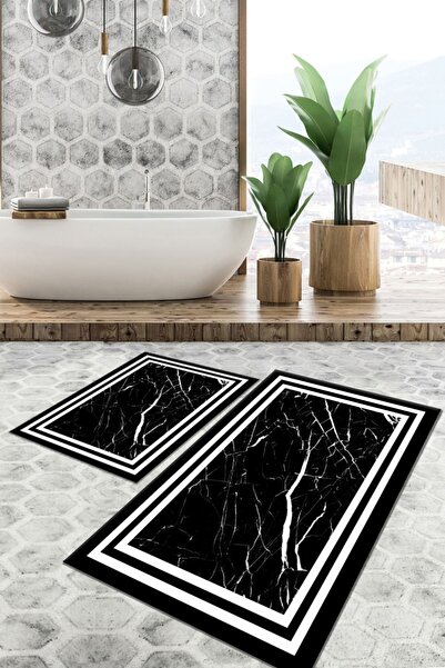 TulipDecorative Carpet Kaydırmaz Taban Yıkanabilir Leke Tutmaz 2 Li Set60x100...