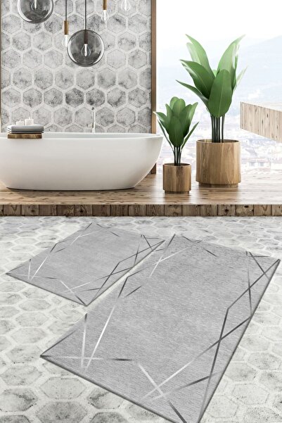 TulipDecorative Carpet Kaydırmaz Taban Yıkanabilir Leke Tutmaz 2 Li Set60x100...