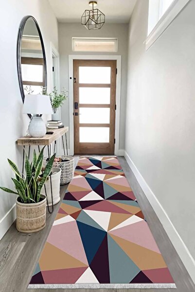 ALAADDİN CARPET Yıkanabilir Kaymaz Tabanlı Kesme Dijital Baskı Yolluk Leke Tu...
