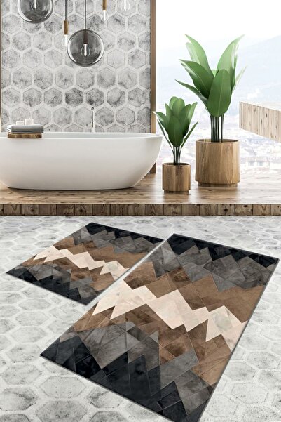 TulipDecorative Carpet Kaydırmaz Taban Yıkanabilir Leke Tutmaz 2 Li Set60x100...