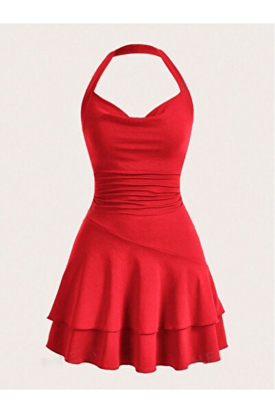 Dressco Eva - Boyundan Askılı Fırfırlı Mini Elbise