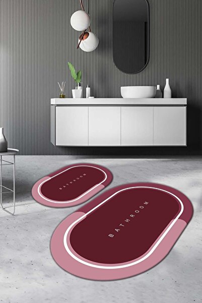 CP Rug Decorative Kaymaz Tabanlı Yıkanabilir Set 60x100 50x60 Banyo Halısı Ba...