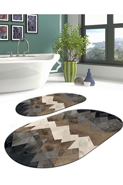TulipDecorative Carpet Kaydırmaz Taban Yıkanabilir Leke Tutmaz 2 Li Set60x100...