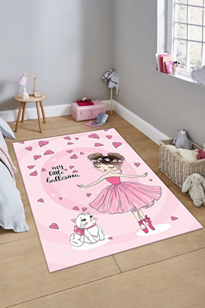 ALAADDİN CARPET Balerin Dijital Baskı Yıkanabilir Kaymaz Taban Leke Tutmaz Ço...