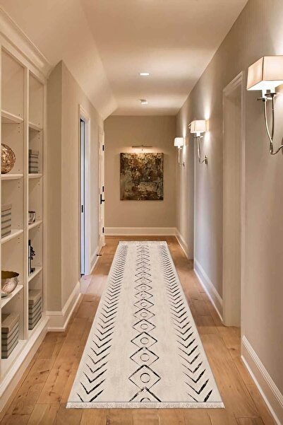 ALAADDİN CARPET Yıkanabilir Kaymaz Tabanlı Kesme Dijital Baskı Yolluk Leke Tu...