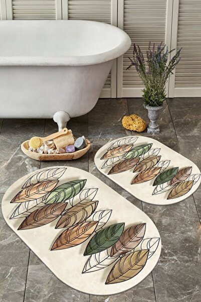 ALAADDİN CARPET Kaymaz Tabanlı Yıkanabilir 2 Li Set 60x100 50x60 Banyo Halısı...