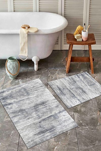 ALAADDİN CARPET Set de 2 lavabile antiderapante 60x100 50x60 Covor de baie Covor de baie Set scaun de toaleta