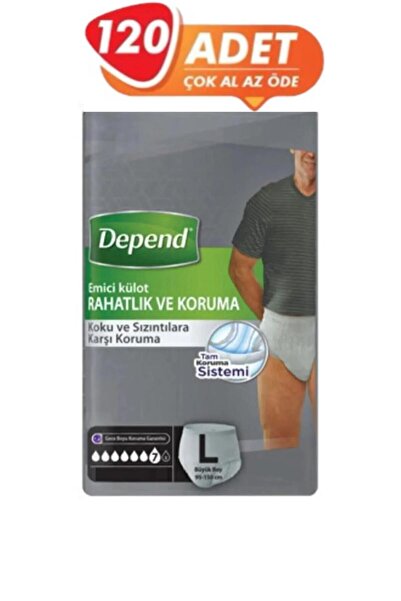 Depend Erkek Emici Külot Ekstra Büyük Boy (L) 30’lu (4 Paket 120 Adet)