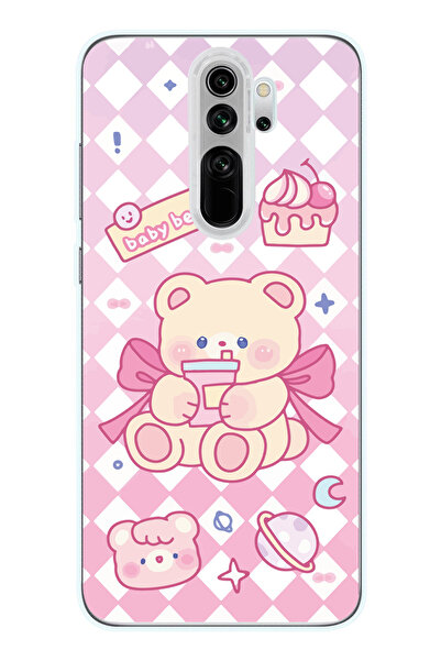 SUPER FRAME Xiaomi Redmi Note 8 PRO Uyumlu Happy Bear Tasarımlı Şeffaf Telefo...