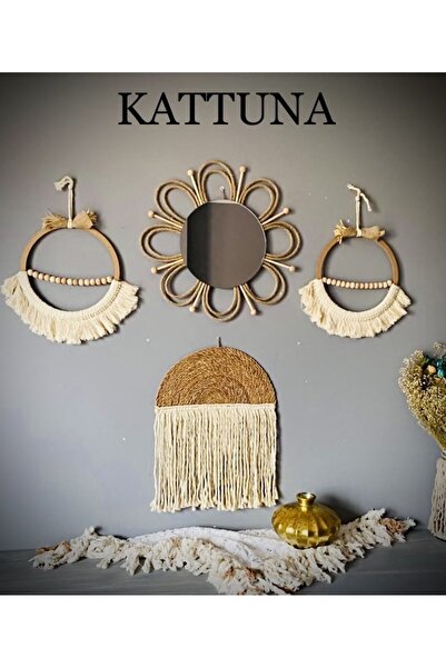 kattuna Bohem Makrome Duvar Dekorasyon Ürünü 4’lü Set