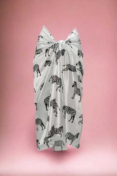 pistore Rochie de plajă pentru femei din satin lung cu model zebră albă Noul sezon