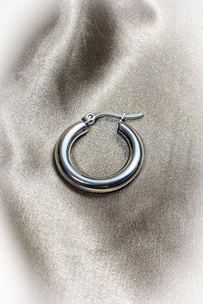 roshel Çelik Kararmaz - 2 Adet Premium Bombeli Halka Küpe Oval Gold Altın Kalın Küpe Kadın zincironline