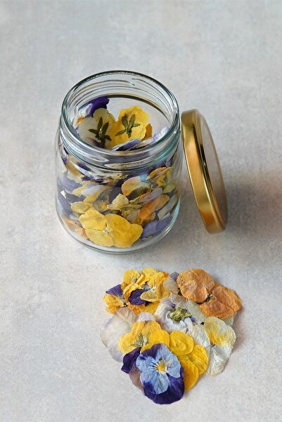 Mimi Çiftliği Kurutulmuş Yenilebilir Çiçek Menekşe - Cam Kavanoz 100 Adet Çiçek