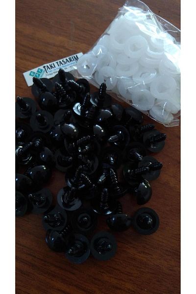 Engin TT Amigurumi Μαύρο Βιδωτό Πλεκτό Μάτι Μωρό -14 mm -5 Ζεύγη (10 Τεμάχια)