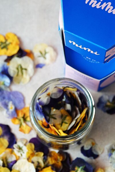 Mimi Çiftliği Kurutulmuş Yenilebilir Çiçek Menekşe - Cam Kavanoz 100 Adet Çiçek