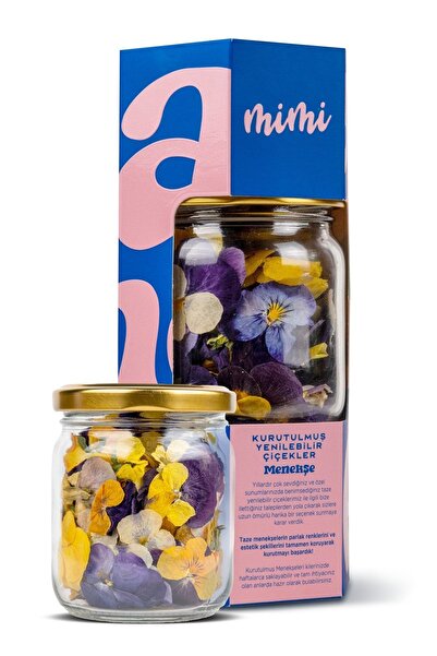 Mimi Çiftliği Kurutulmuş Yenilebilir Çiçek Menekşe - Cam Kavanoz 100 Adet Çiçek