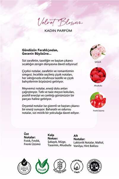 Farmasi Velvet Blossom Kadın Parfümü + Perfecting Balm Orange + Kıraz Çıçeğı & Shea Yağı El Kremi 30 ml seti