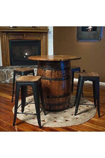 ROYS AHŞAP Roys Ahşap 90 Cm Meşe Şarap Fıçısı Bar Masası