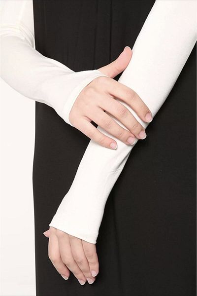 kuayscarfs Women's Hijab Finger Snap Sleeve Ecru
