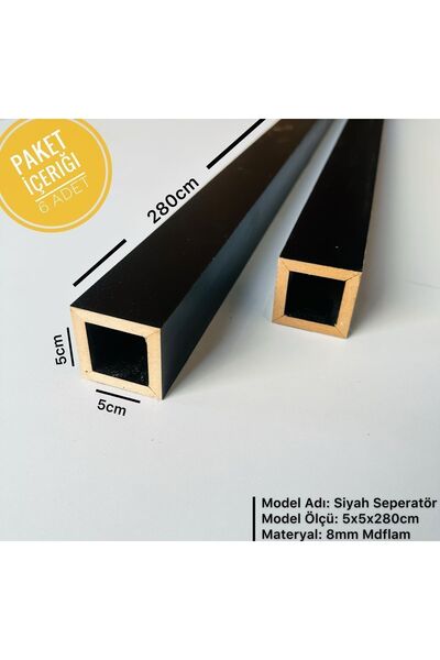 DekorVar (4ADET) Siyah 5cm X 5cm X 280cm Seperatör Bölme