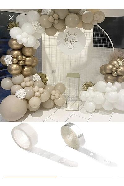 Yogi parti 10 chrome Gold 25 White and 25 Stone Sand Balloon chain