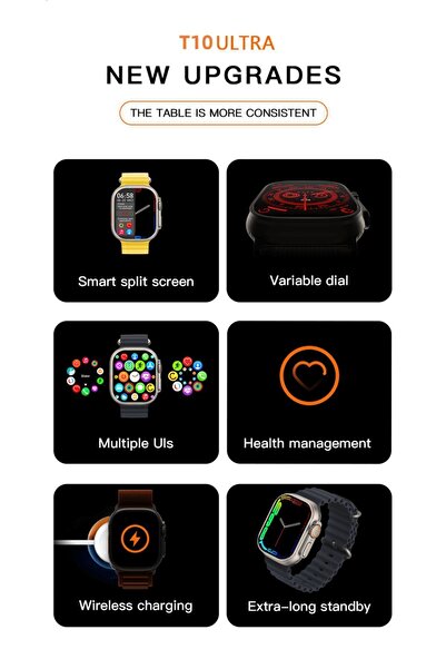 Makesis Watch 8 Ultra Series T10 Ultra Akıllı Saat 49Mm 2.09!''iOS/Android Çift Kordon Akıllı Saat