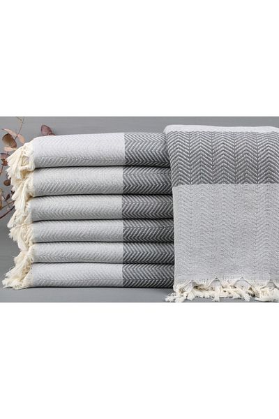 Kayra Export 200x210 سم رمادي داكن مطرز تصميم خاص قطن بيكيه