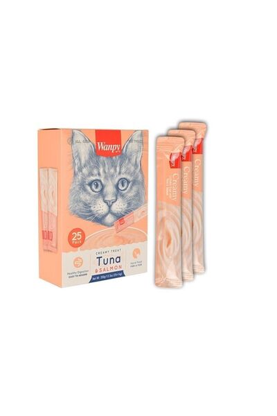 Wanpy Ton Balıklı ve  Somonlu Kedi Sıvı Ödülü 14 gr  25li Paket