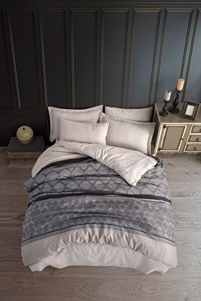 Enlora Home Kolay Ütülenir Nevresim Takımı Çift Kişilik Creative Gri
