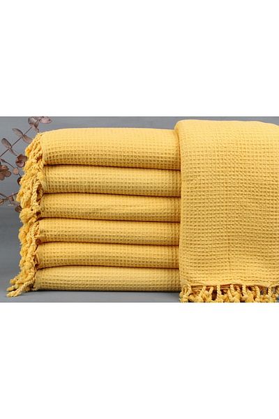 Kayra Export Yellow Pique - 170x230 Cm Cotton Decorative Blanket