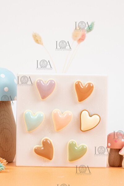 Crocs Corcs Jibbitz Terlik Süsü - Suluk Süsü - Telefon Süsü, 7 Adet Kalp Charm, Matara Süsü