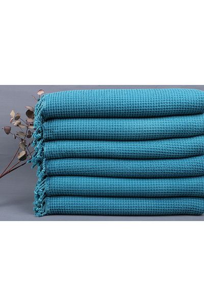 Kayra Export Petrol Blue Pique - 170x230 Cm Decorative Cotton Blanket