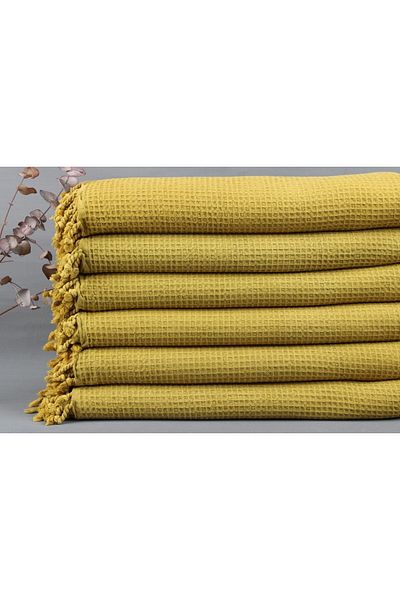 Kayra Export 170x230 Cm Cotton Cover Patterned Pique Mustard Decorative Pique