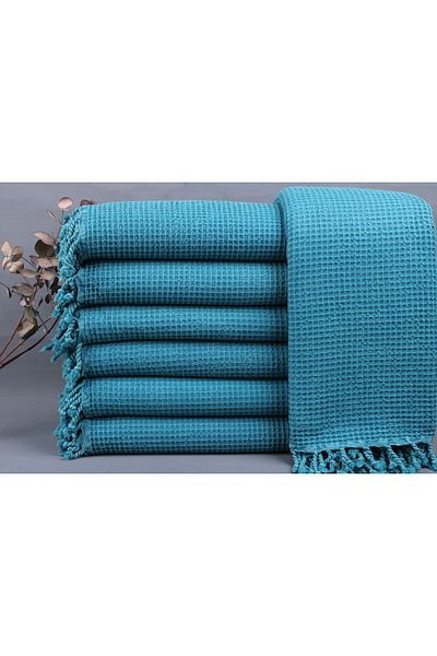Kayra Export Petrol Blue Pique - 170x230 Cm Decorative Cotton Blanket