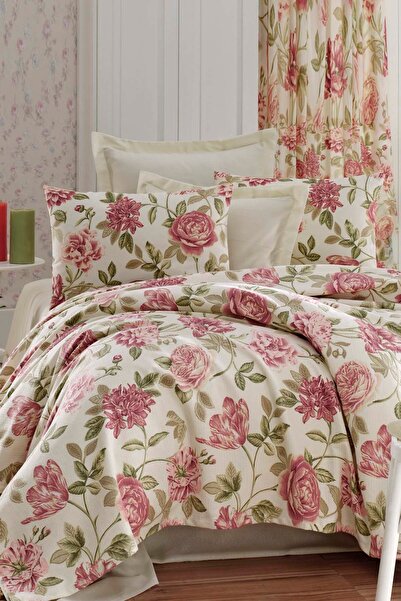 Enlora Home Çift Kişilik Doğal Pike Baskılı Care Pembe