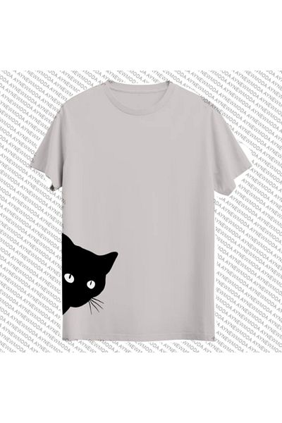 aynewmoda Oversize Cat Printed T-Shirt