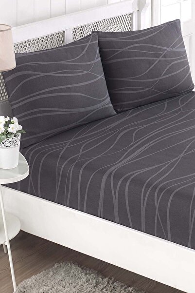 Enlora Home Pes Lastikli Çarşaf Seti Çift Kişilik Verda Gri