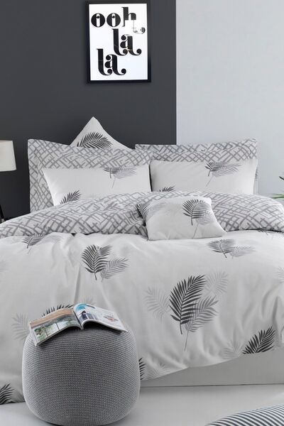 Enlora Home Mature Nevresim Seti Çift Kişilik Palma Gri