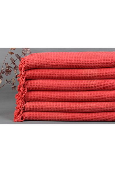 Kayra Export بيكيه ديكور أحمر - غطاء قطني 170x230 سم