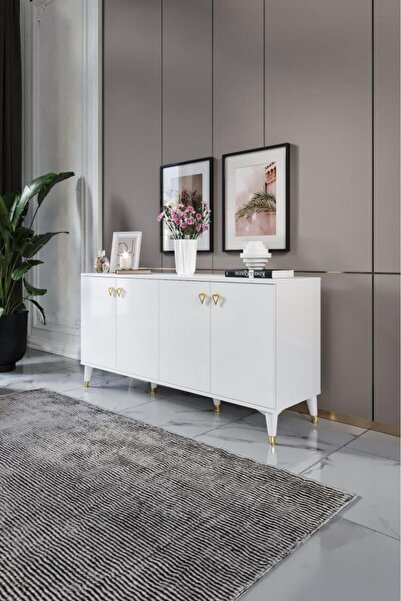 mapahomeliving Simple Konsol Beyaz Gold