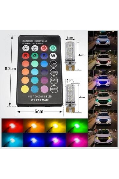 BoostZone لمبات وامضة T10 RGB تعمل بالتحكم عن بعد