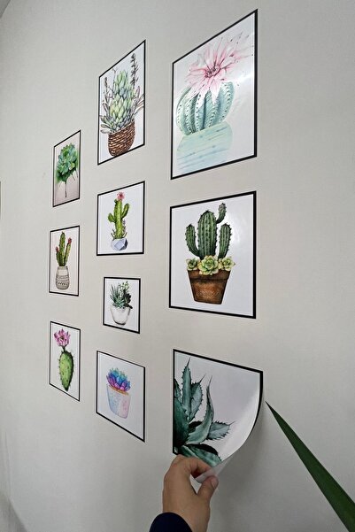 statik kağıt Statik Tutunma Özellikli Tablo- Poster Kaktüs Çiçek (Model -7)