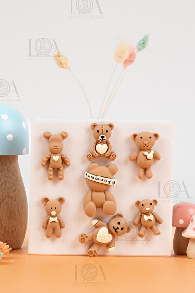 Crocs Corcs Jibbitz Terlik Süsü - Suluk Süsü - Telefon Süsü, 7 Adet Ayıcık Charm, Matara Süsü