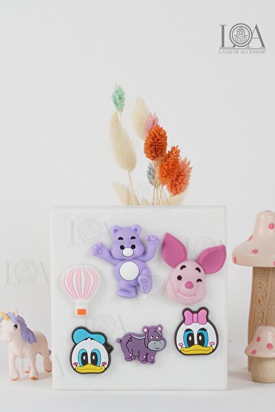 Crocs Corcs Jibbitz Terlik Süsü - Animals- Kaucuk - Suluk Süsü - Telefon Süsü, 6 Adet Charm, Matara Süsü